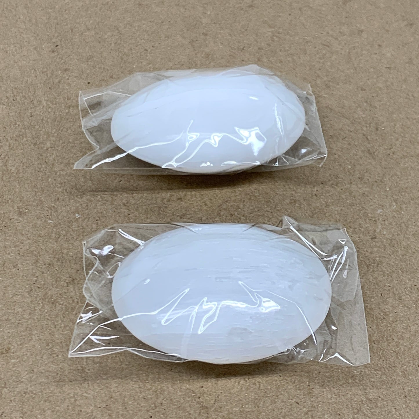 146g, 2.4"x1.8"x1", 2pcs, White Selenite Palmstone Crystal Pillow, B36457