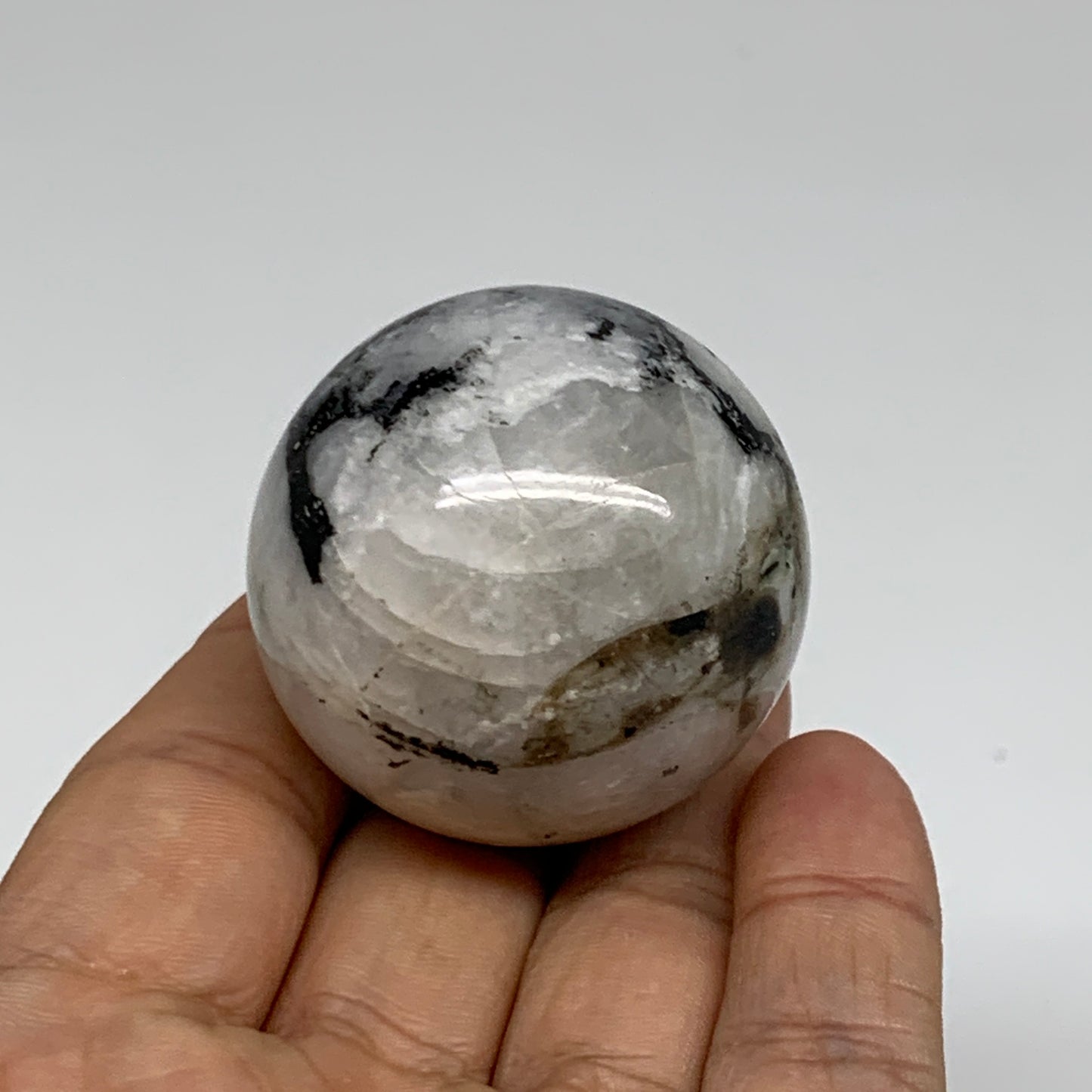 91.8g, 1.6"(40mm), Natural Rainbow Moonstone Sphere Ball Gemstone, B35134
