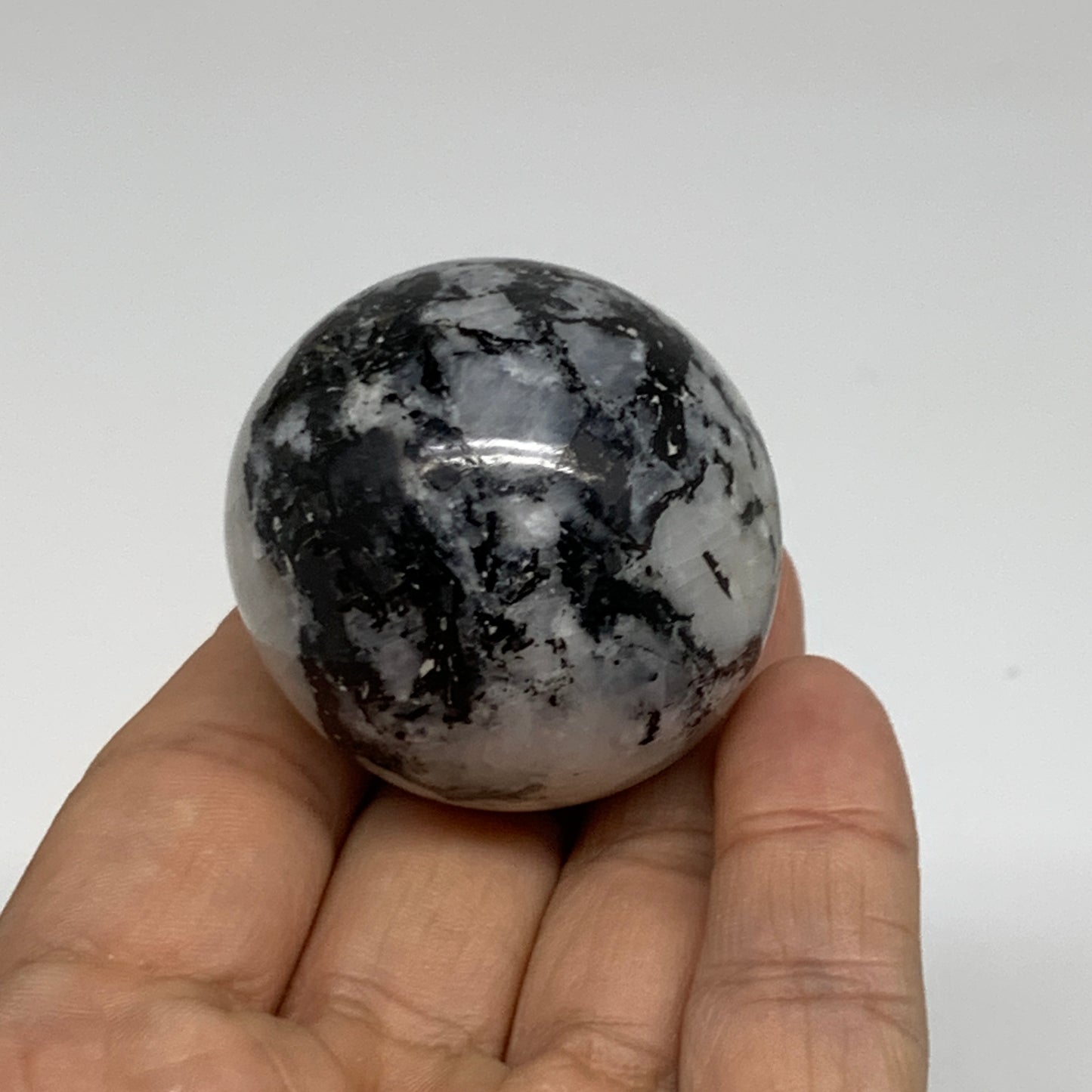 91.8g, 1.6"(40mm), Natural Rainbow Moonstone Sphere Ball Gemstone, B35134