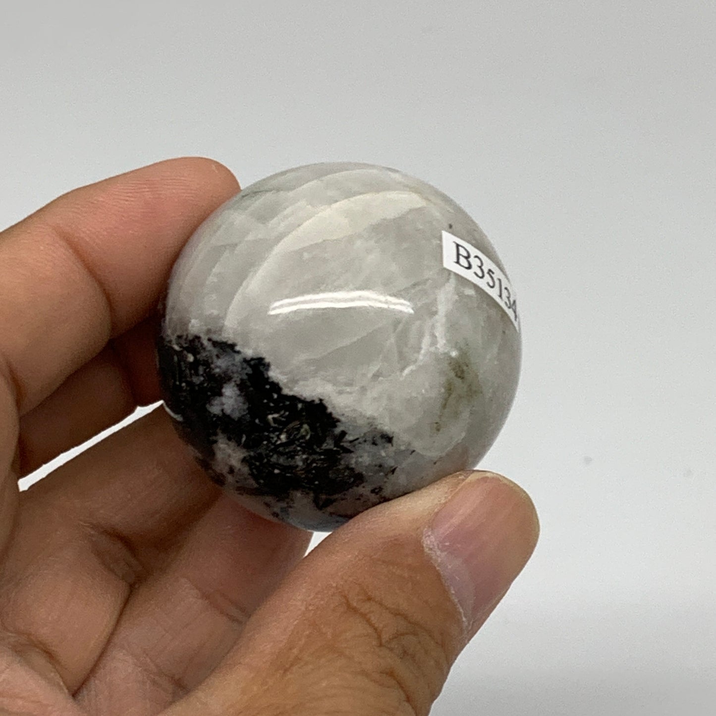 91.8g, 1.6"(40mm), Natural Rainbow Moonstone Sphere Ball Gemstone, B35134