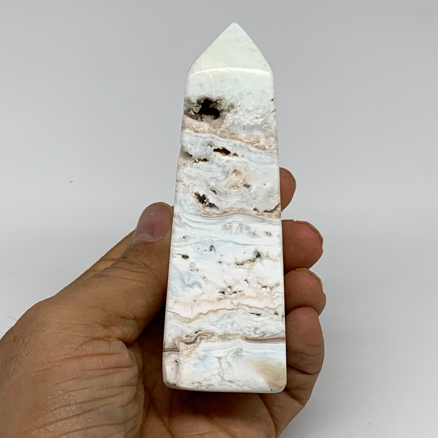 222.5g, 4"x1.3"x1.4", Caribbean Calcite Tower Gemstone @Afghanistan, B33709