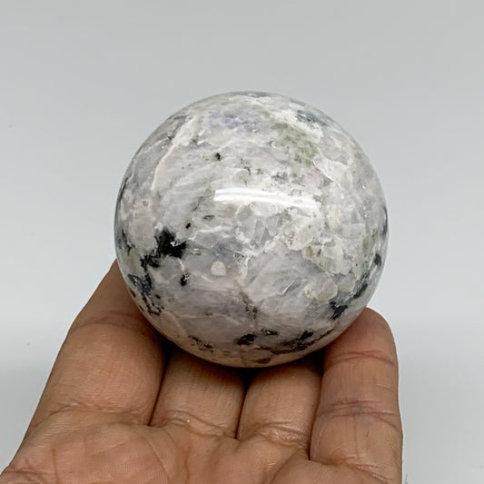 201.9g, 2.1"(52mm), Natural Rainbow Moonstone Sphere Ball Gemstone, B34345