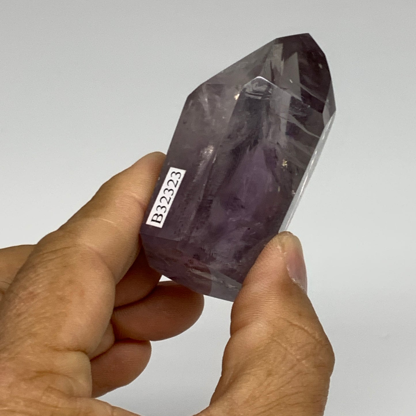 97.7g, 2.4"x1.5"x1.1", Natural Amethyst Tower Point Obelisk @Brazil, B32323