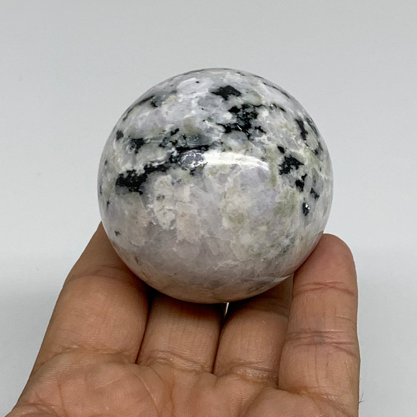 201.9g, 2.1"(52mm), Natural Rainbow Moonstone Sphere Ball Gemstone, B34345