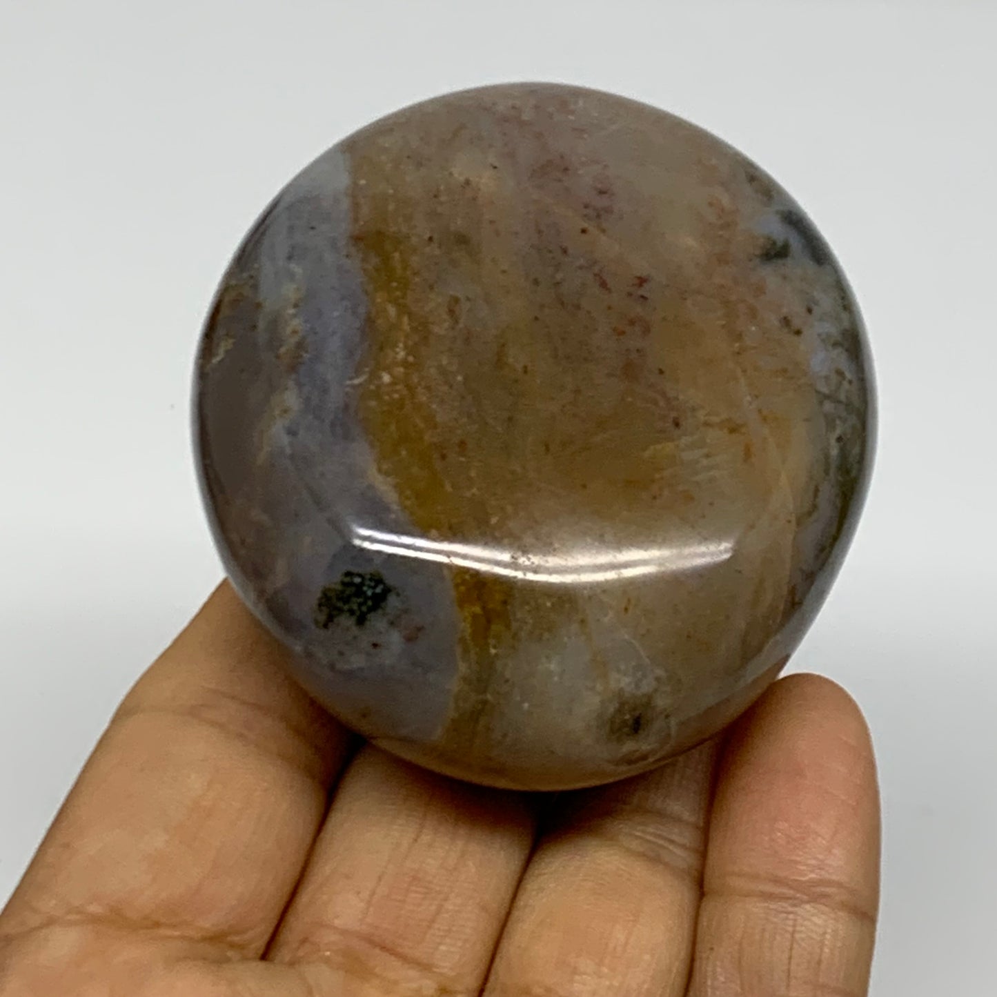 180g, 2.7"x2.3"x1.3" Natural Ocean Jasper Palm-Stone Orbicular Jasper, B38199
