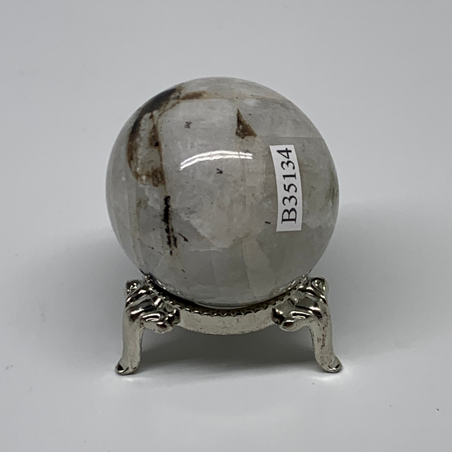 91.8g, 1.6"(40mm), Natural Rainbow Moonstone Sphere Ball Gemstone, B35134