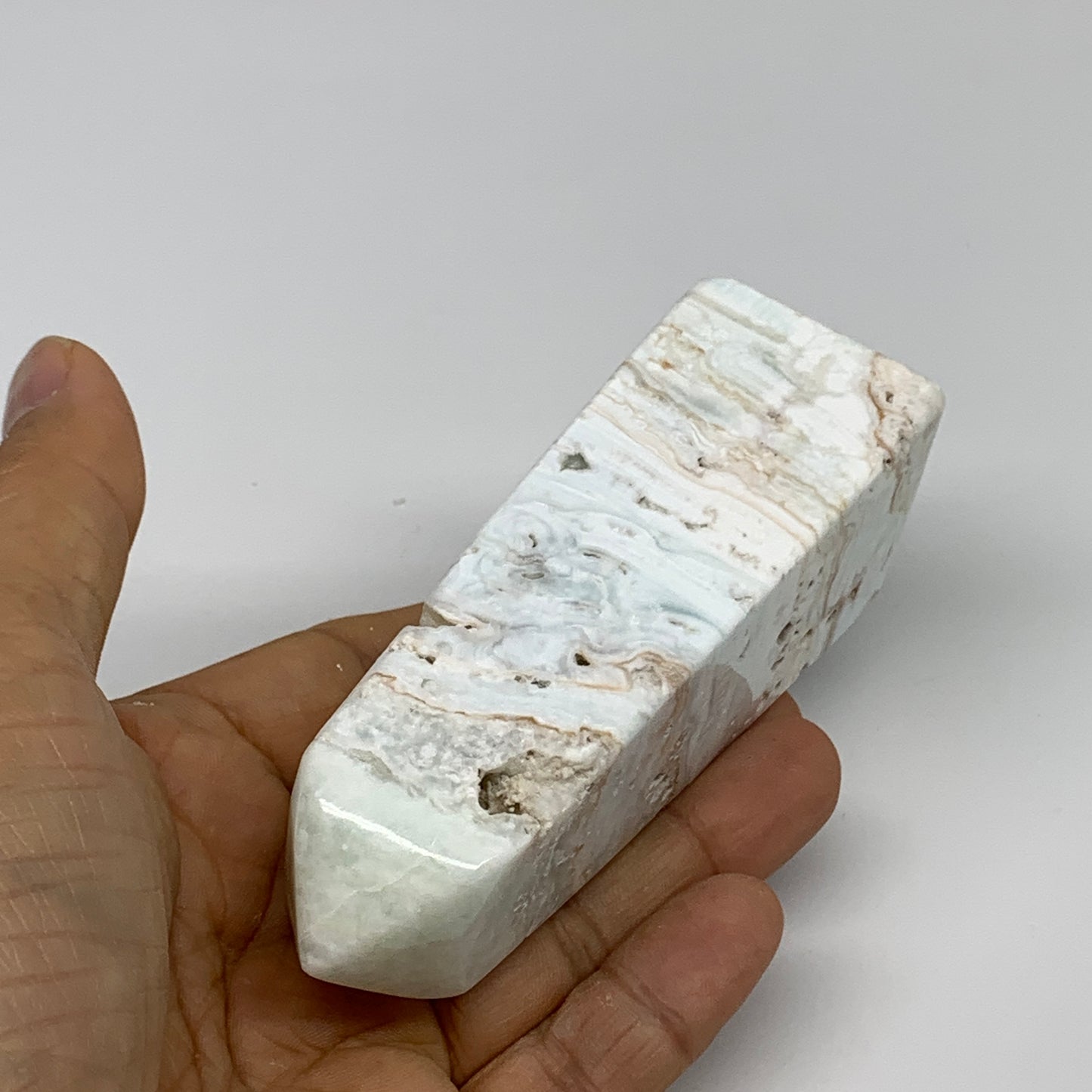 222.5g, 4"x1.3"x1.4", Caribbean Calcite Tower Gemstone @Afghanistan, B33709