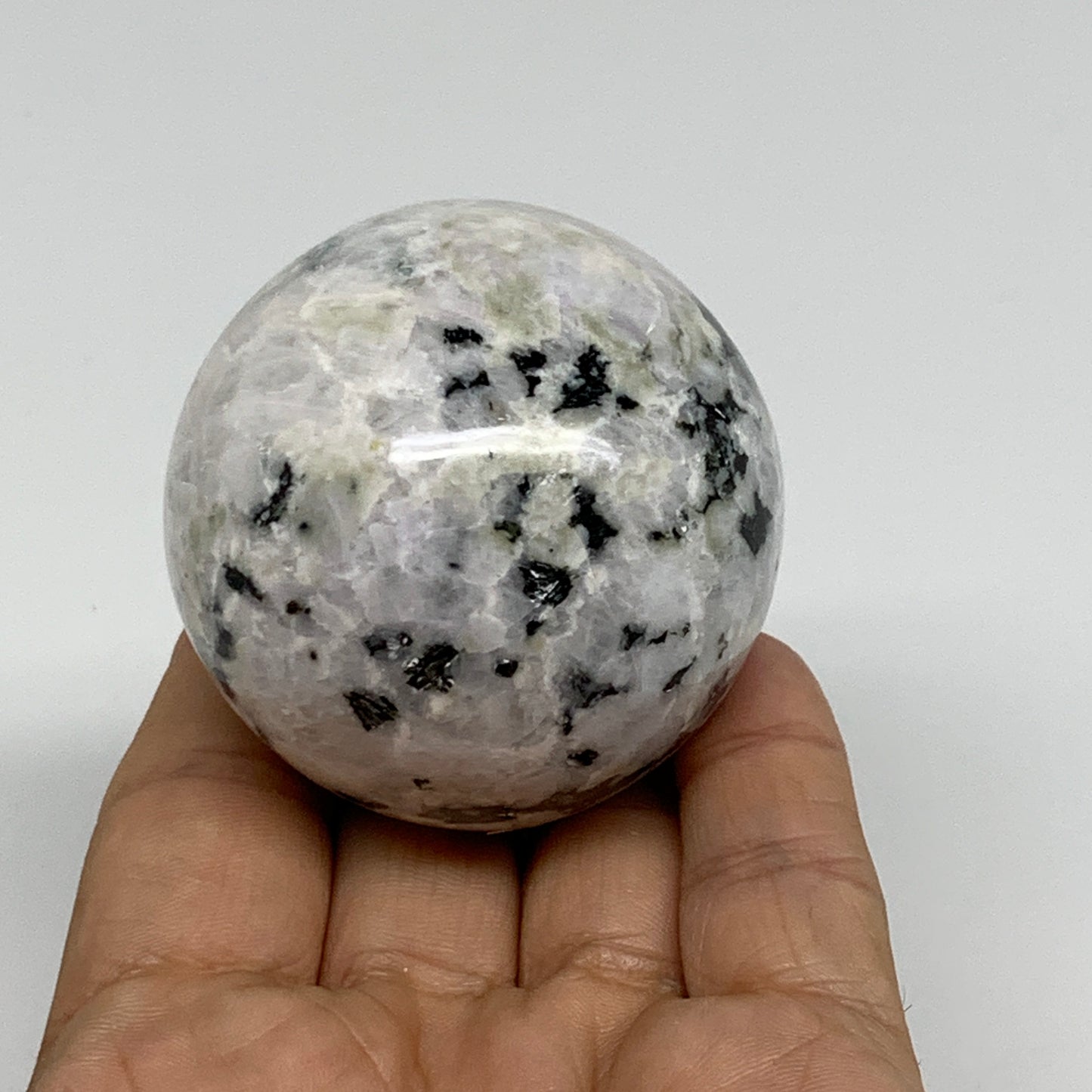 201.9g, 2.1"(52mm), Natural Rainbow Moonstone Sphere Ball Gemstone, B34345