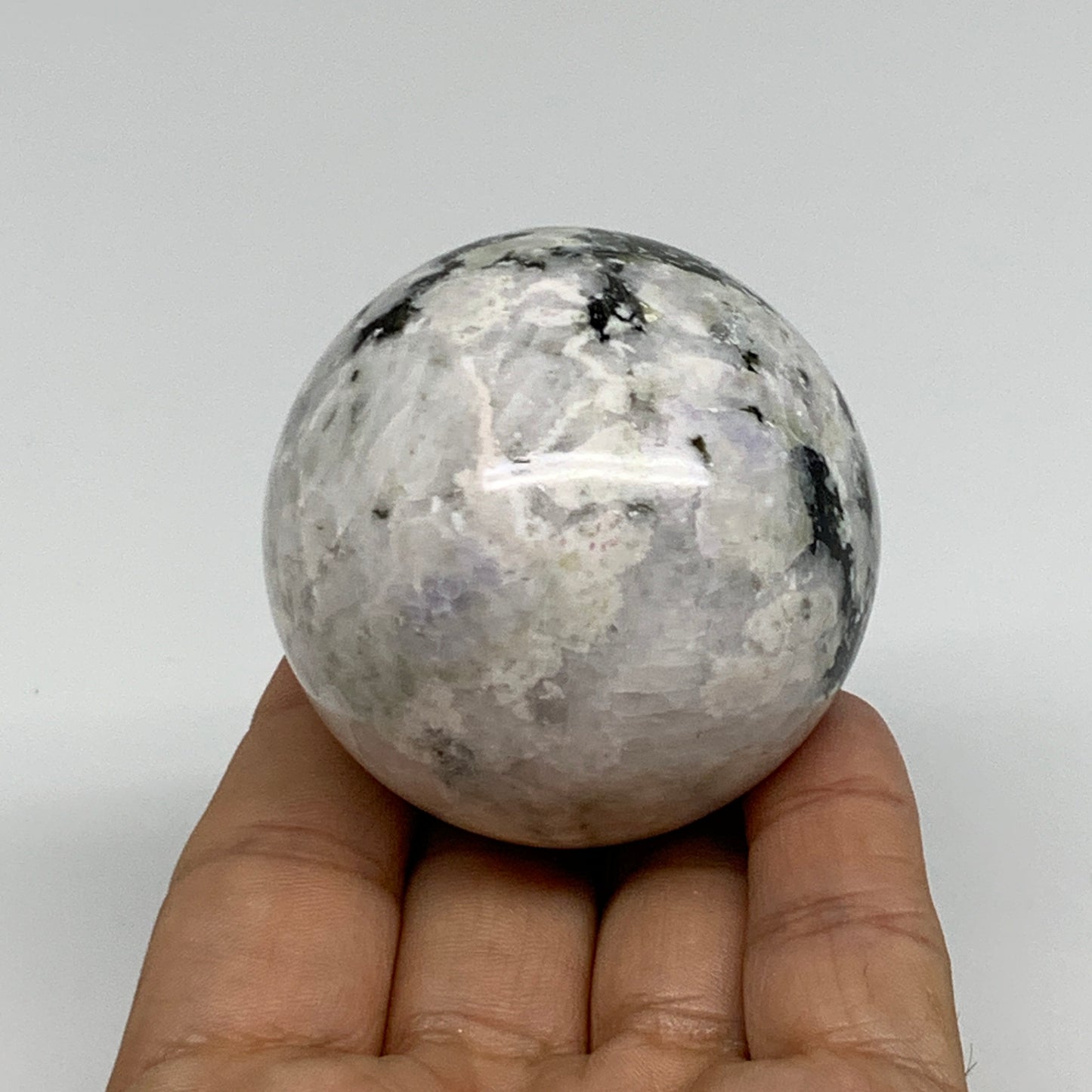 201.9g, 2.1"(52mm), Natural Rainbow Moonstone Sphere Ball Gemstone, B34345