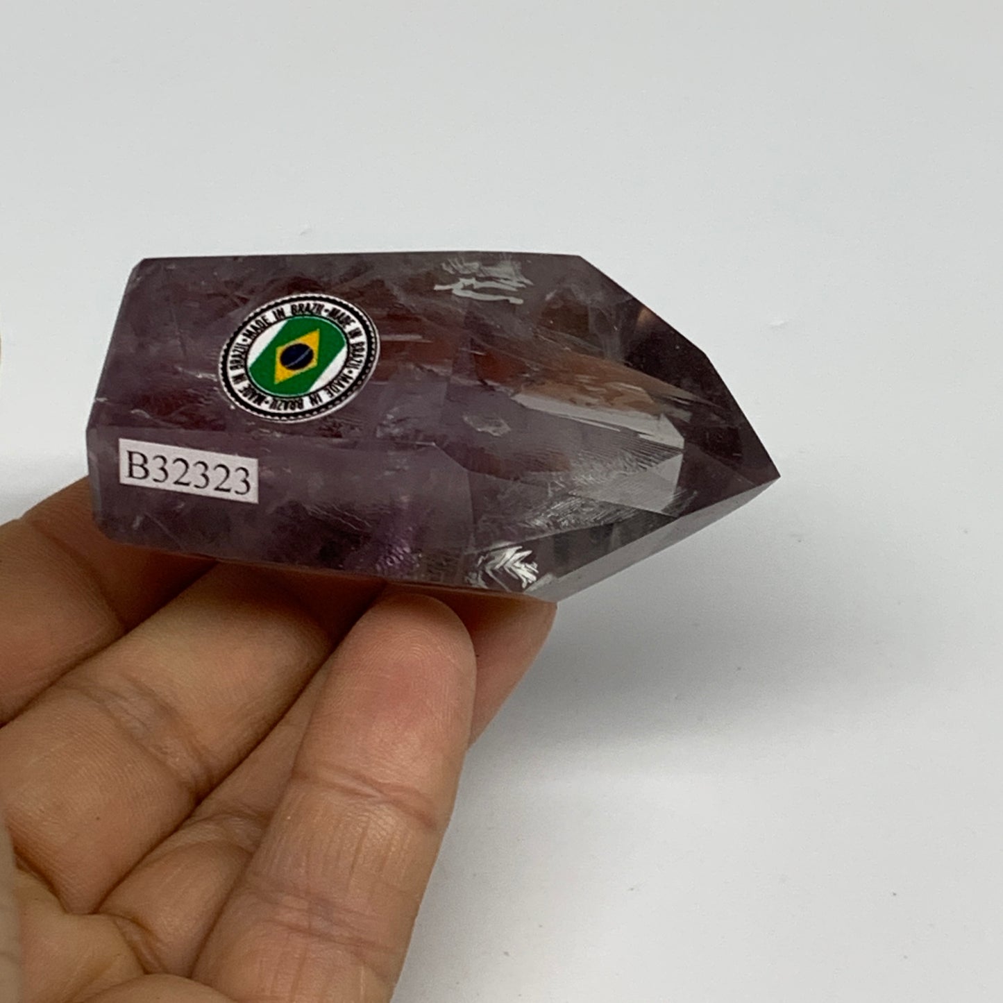 97.7g, 2.4"x1.5"x1.1", Natural Amethyst Tower Point Obelisk @Brazil, B32323