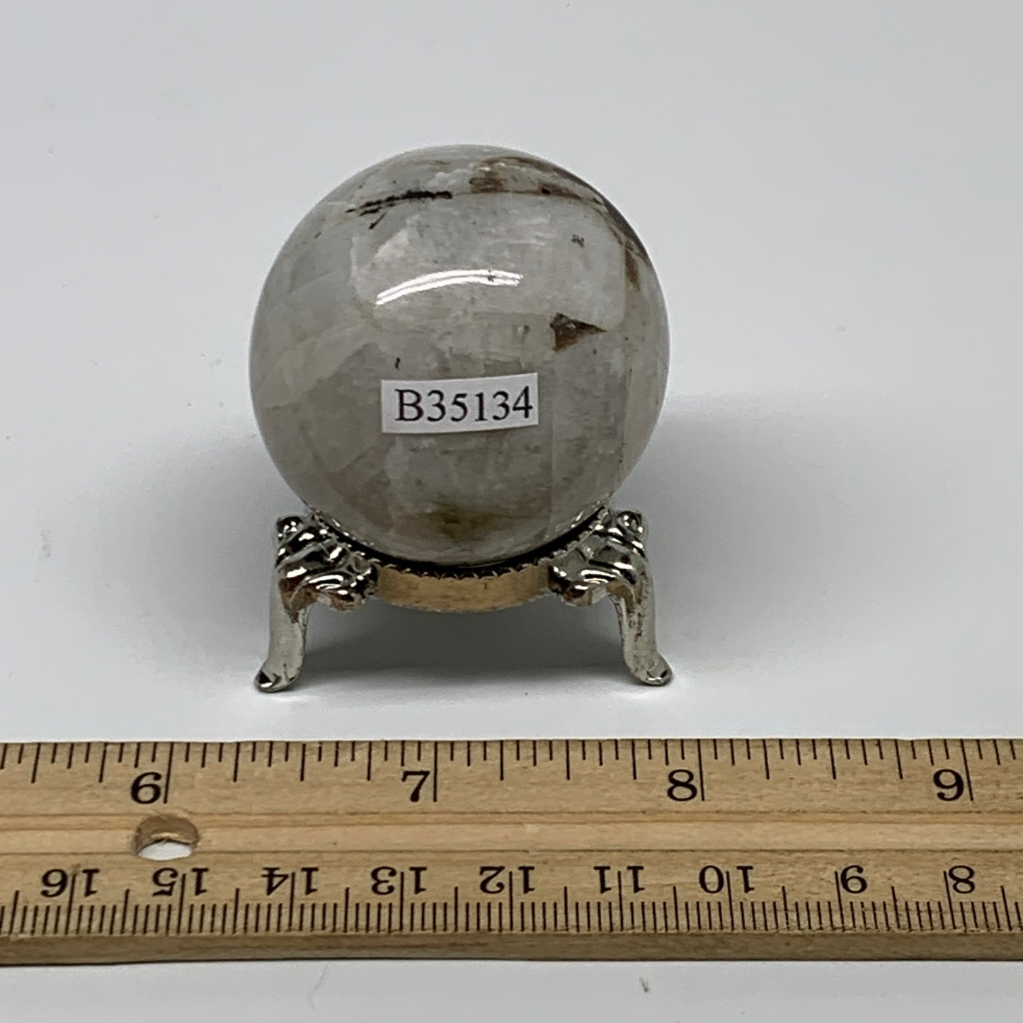 91.8g, 1.6"(40mm), Natural Rainbow Moonstone Sphere Ball Gemstone, B35134