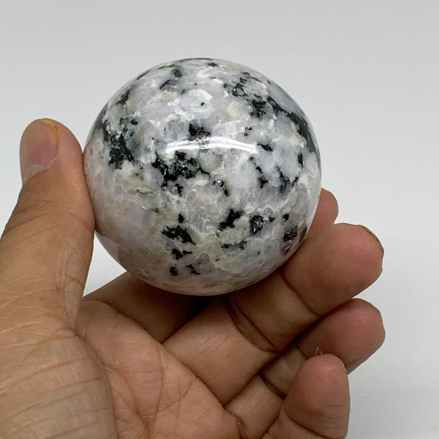 201.9g, 2.1"(52mm), Natural Rainbow Moonstone Sphere Ball Gemstone, B34345