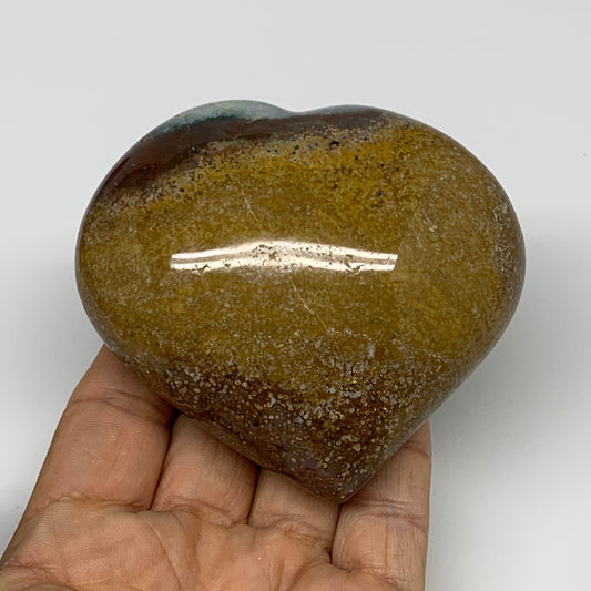 0.67 lbs, 3"x3.2"x1.6" Ocean Jasper Heart Polished Healing Crystal, B30921