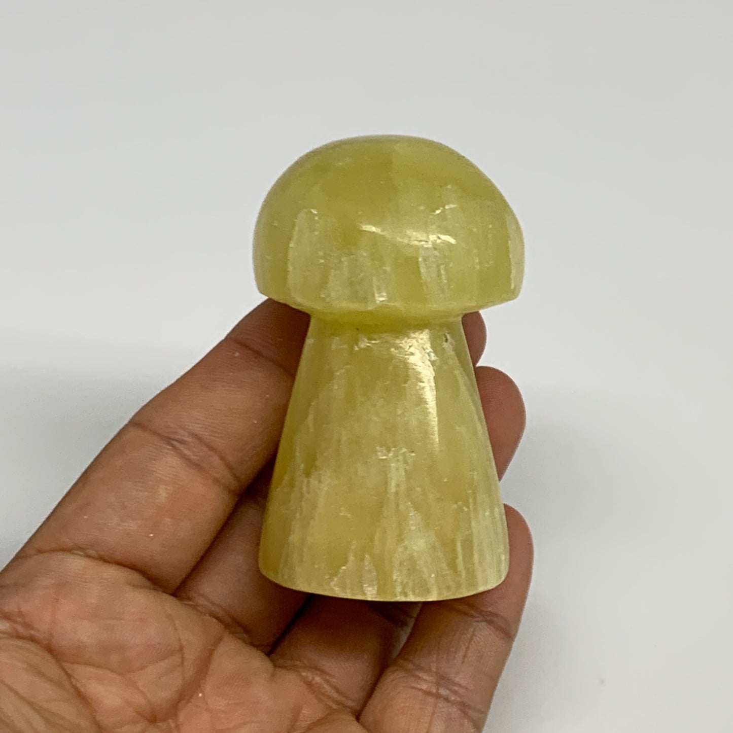 153.1g, 2.5"x1.4" Natural Lemon Calcite Mushroom Gemstone @Pakistan, B30178