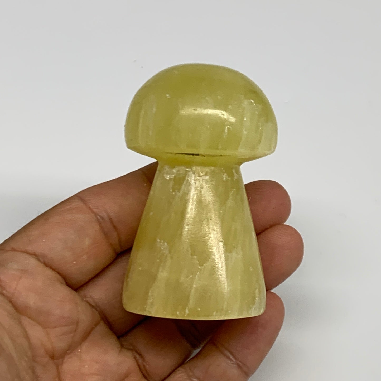 153.1g, 2.5"x1.4" Natural Lemon Calcite Mushroom Gemstone @Pakistan, B30178