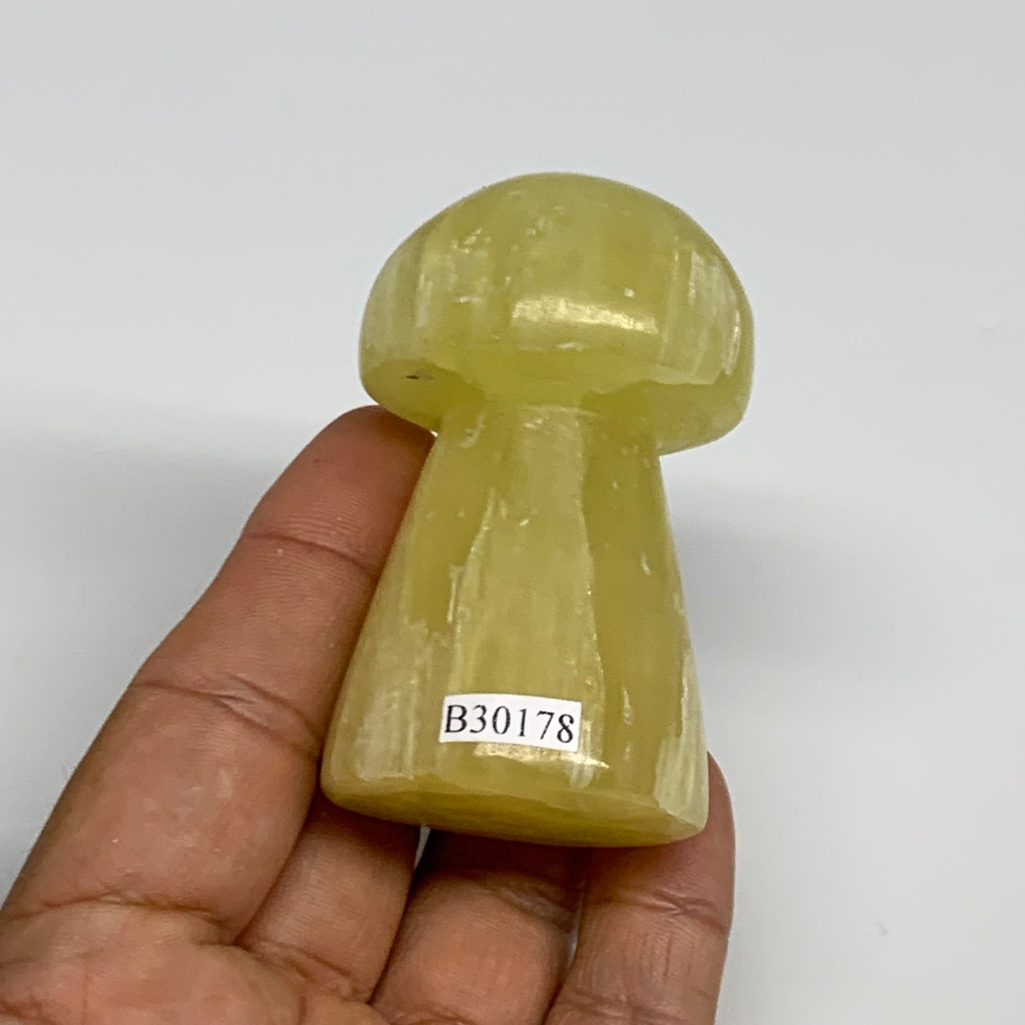 153.1g, 2.5"x1.4" Natural Lemon Calcite Mushroom Gemstone @Pakistan, B30178