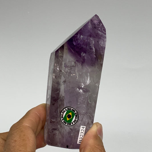 204.6g, 3.9"x1.6"x1.3", Natural Amethyst Tower Point Obelisk @Brazil, B32324