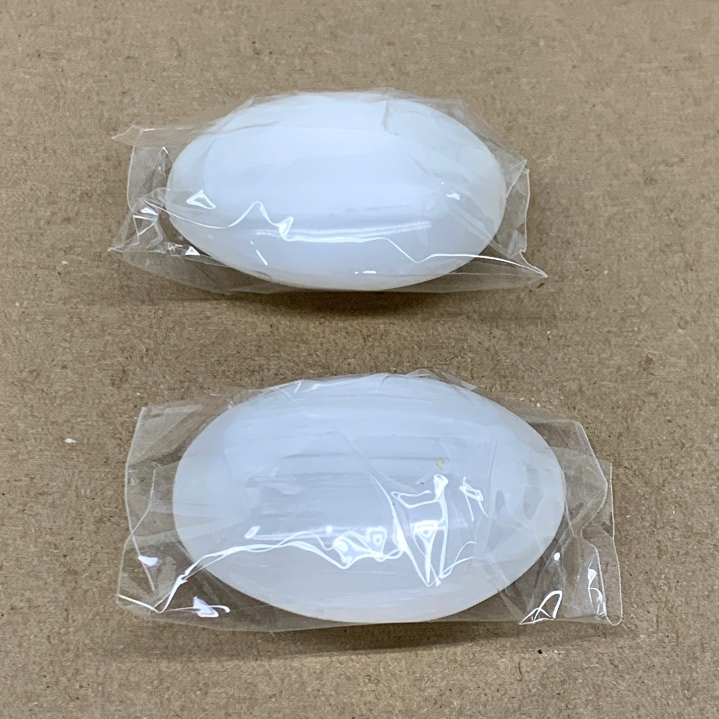 160g, 2.4"x2.1", 2pcs, White Selenite Palmstone Crystal Pillow Reiki, B36460