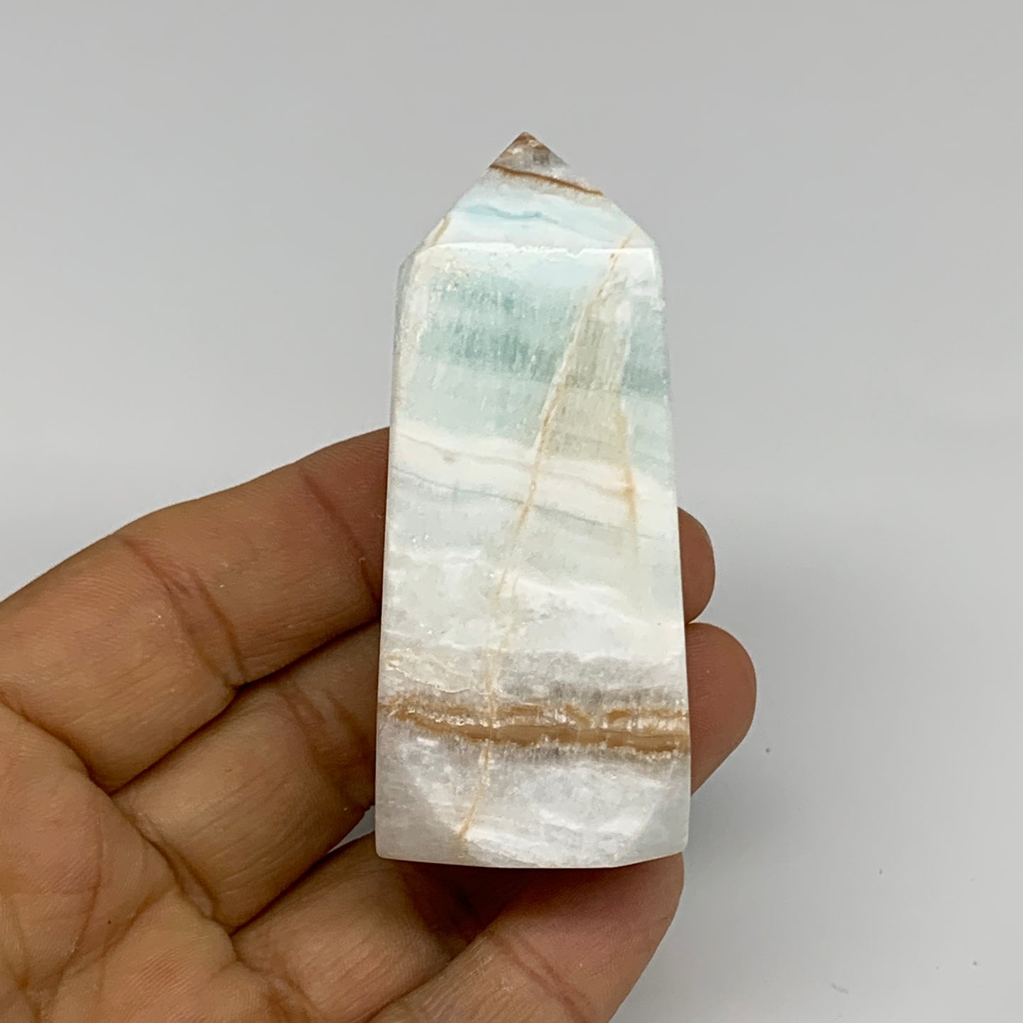 110g, 2.7"x1.1"x1.2", Caribbean Calcite Tower Gemstone @Afghanistan, B33711