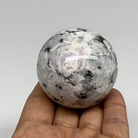 206.7g, 2.1"(53mm), Natural Rainbow Moonstone Sphere Ball Gemstone, B34347