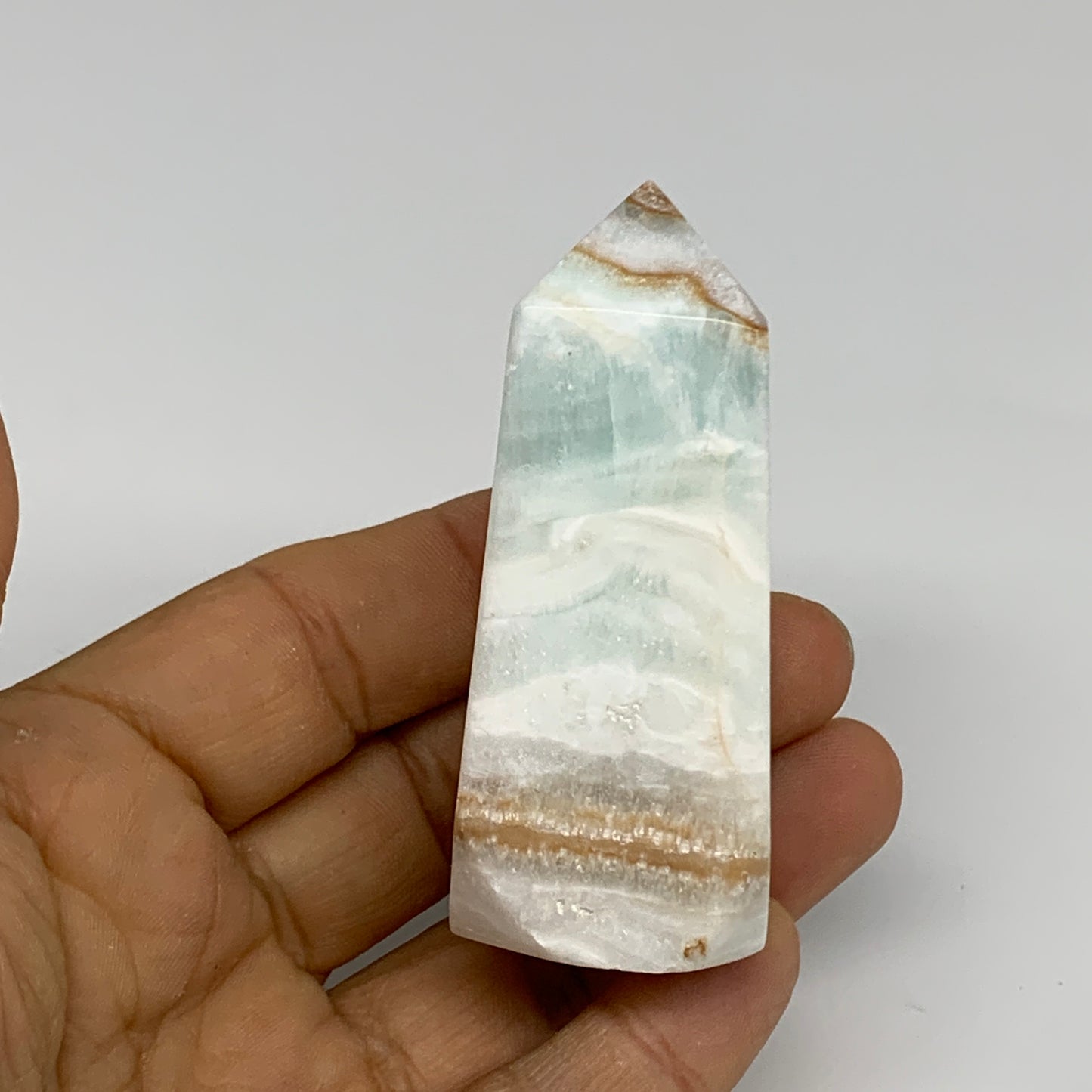 110g, 2.7"x1.1"x1.2", Caribbean Calcite Tower Gemstone @Afghanistan, B33711