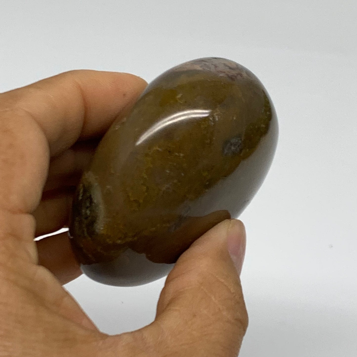 178.6g, 2.5"x2.4"x1.3" Natural Ocean Jasper Palm-Stone Orbicular Jasper, B38201