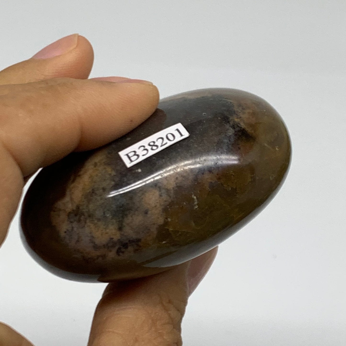 178.6g, 2.5"x2.4"x1.3" Natural Ocean Jasper Palm-Stone Orbicular Jasper, B38201