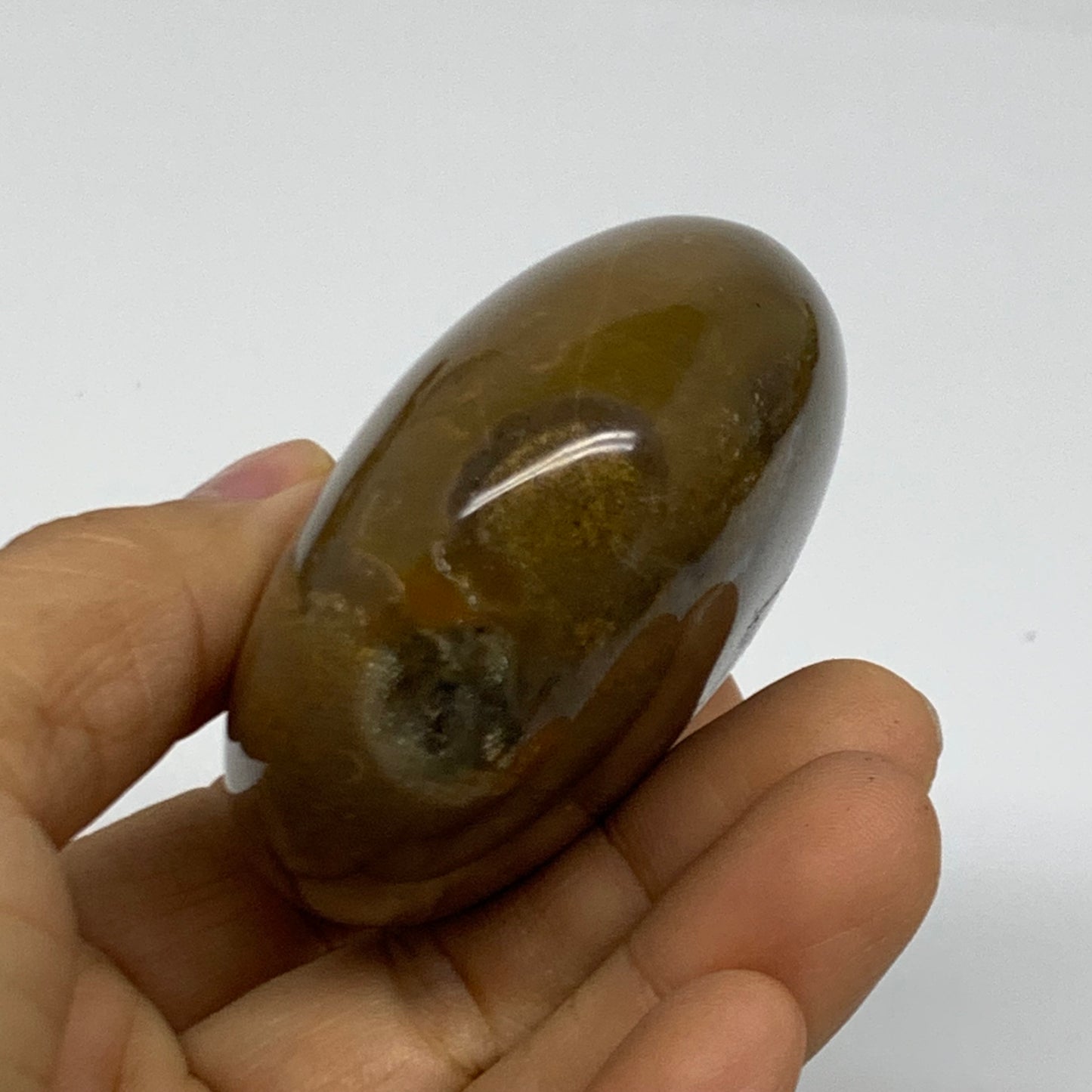178.6g, 2.5"x2.4"x1.3" Natural Ocean Jasper Palm-Stone Orbicular Jasper, B38201
