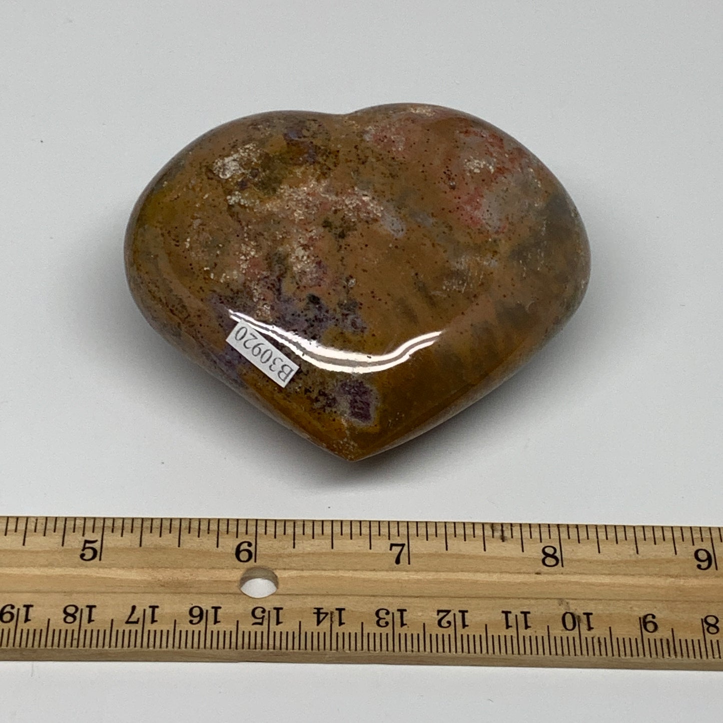 0.55 lbs, 2.8"x3.3"x1.4" Ocean Jasper Heart Polished Healing Crystal, B30920