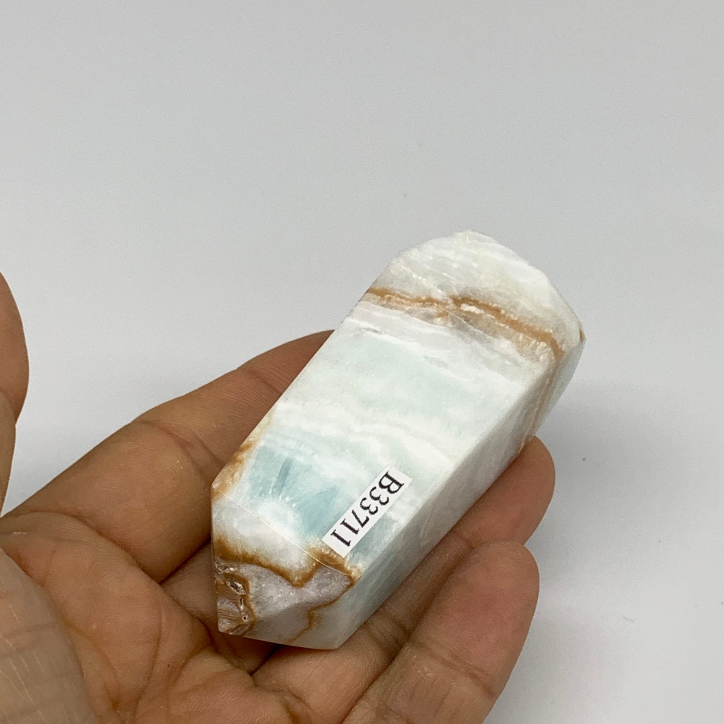 110g, 2.7"x1.1"x1.2", Caribbean Calcite Tower Gemstone @Afghanistan, B33711