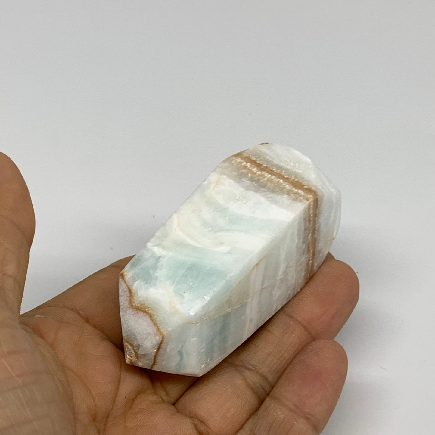 110g, 2.7"x1.1"x1.2", Caribbean Calcite Tower Gemstone @Afghanistan, B33711