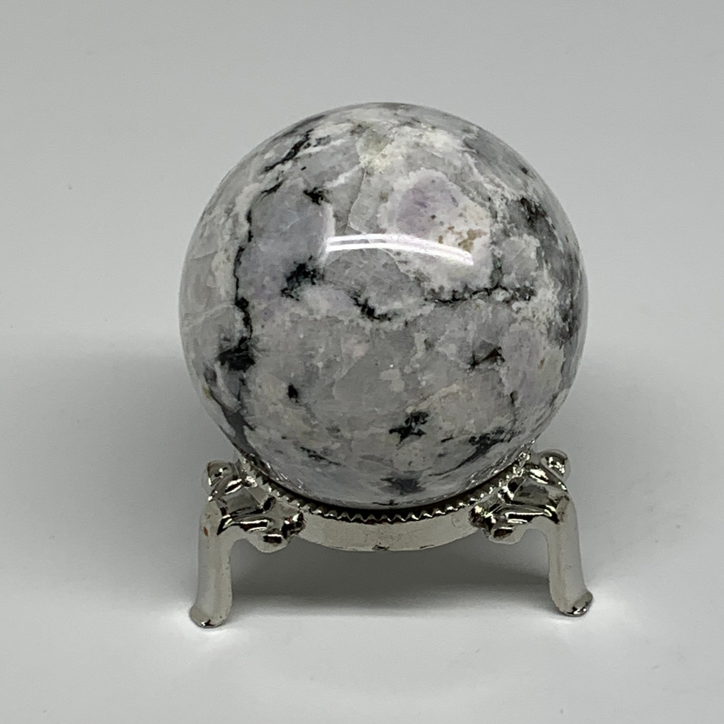 206.7g, 2.1"(53mm), Natural Rainbow Moonstone Sphere Ball Gemstone, B34347