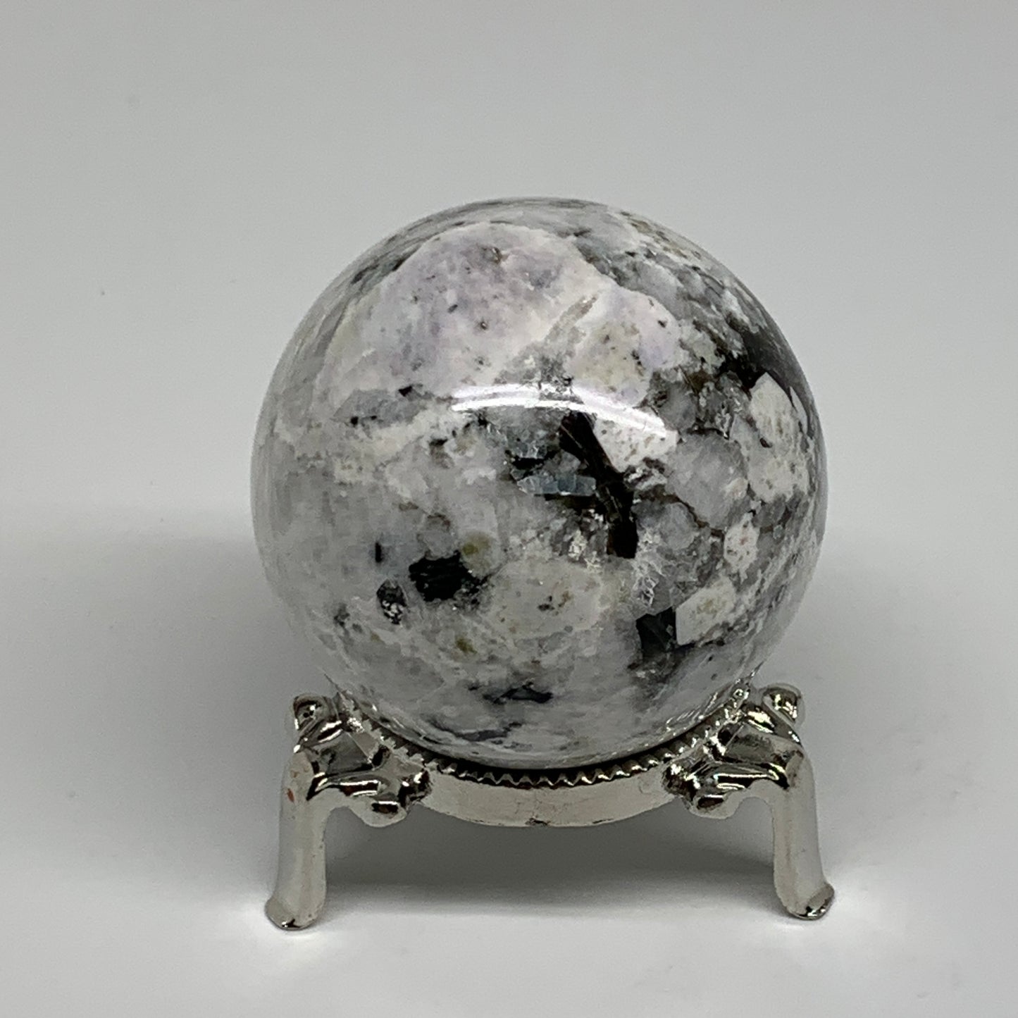 206.7g, 2.1"(53mm), Natural Rainbow Moonstone Sphere Ball Gemstone, B34347