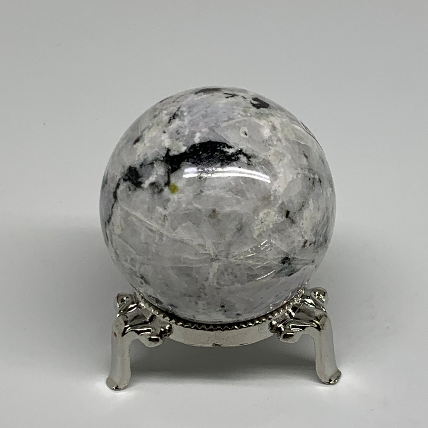 206.7g, 2.1"(53mm), Natural Rainbow Moonstone Sphere Ball Gemstone, B34347