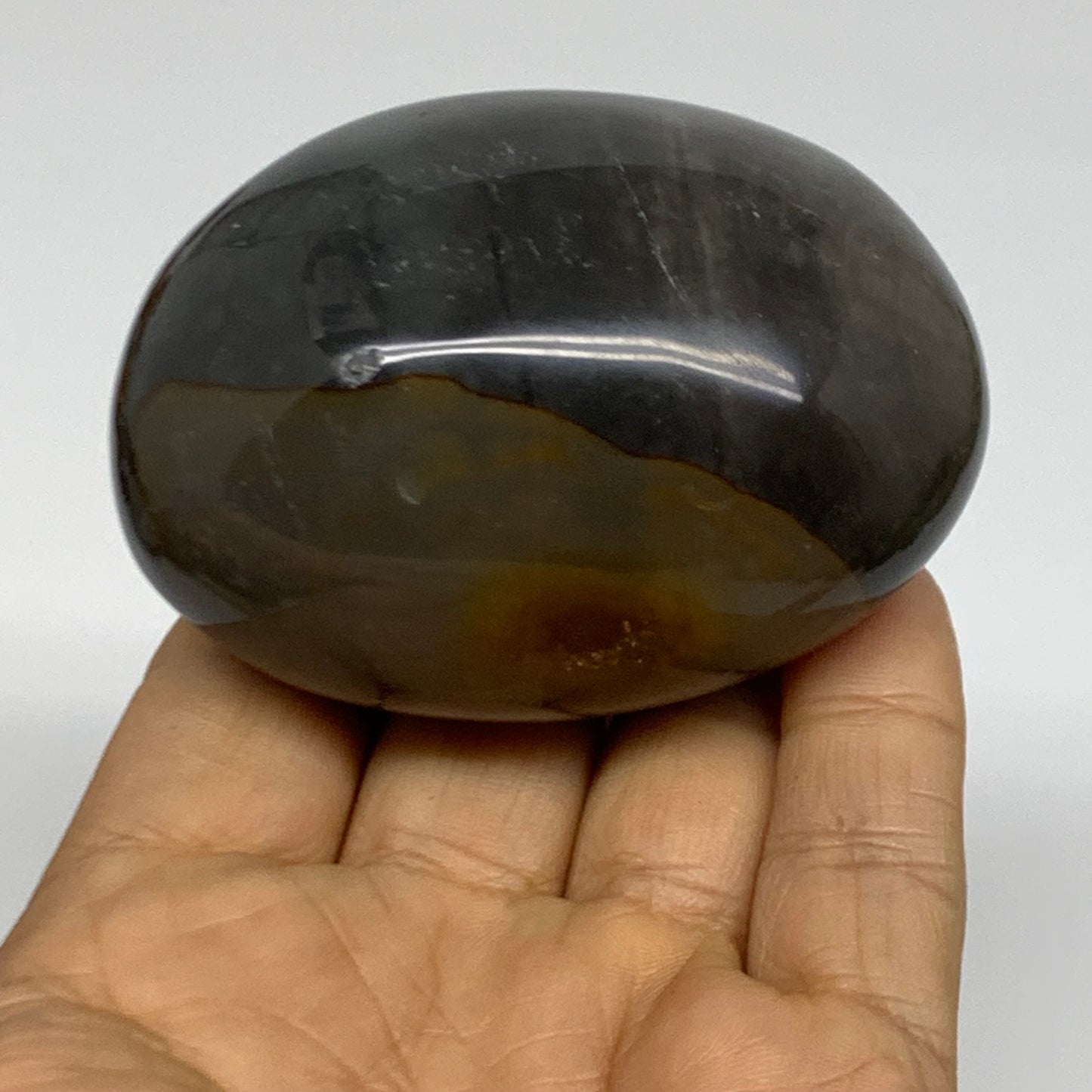 207.5g, 2.8"x2"x1.7" Natural Ocean Jasper Palm-Stone Orbicular Jasper, B38202