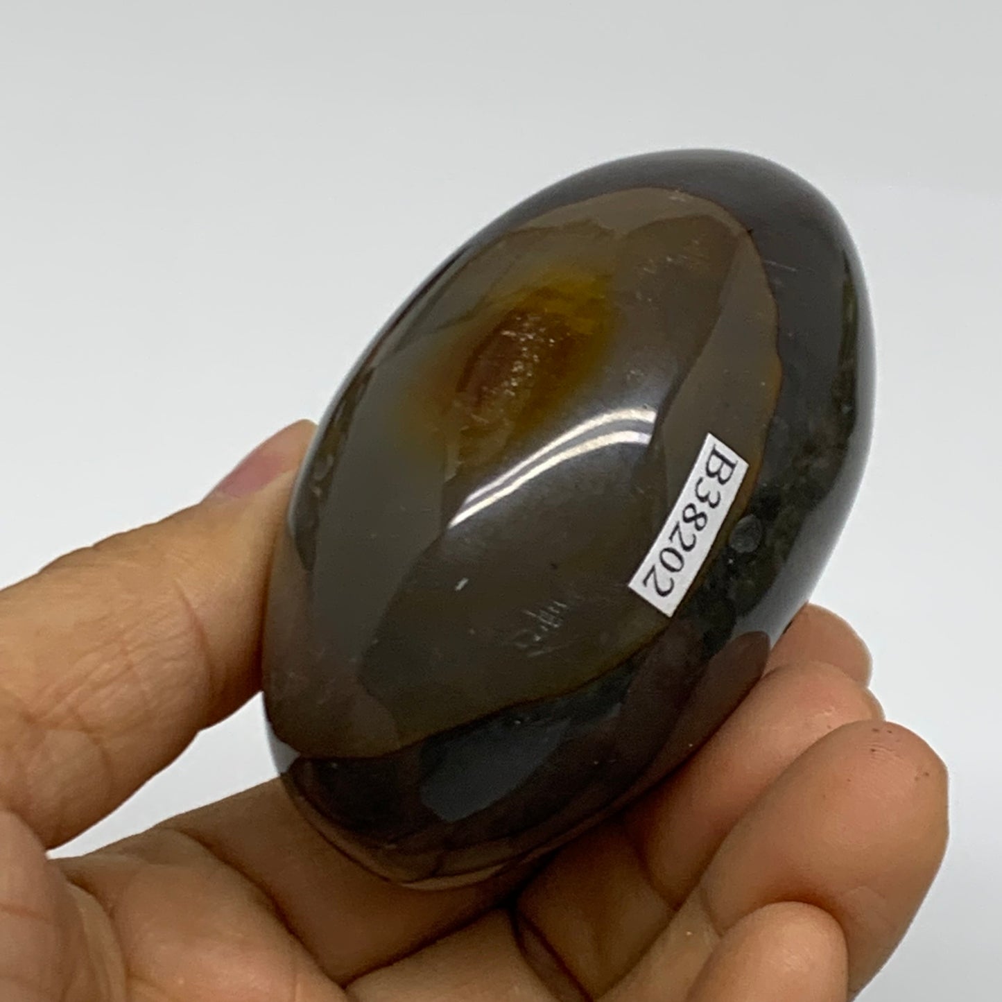 207.5g, 2.8"x2"x1.7" Natural Ocean Jasper Palm-Stone Orbicular Jasper, B38202