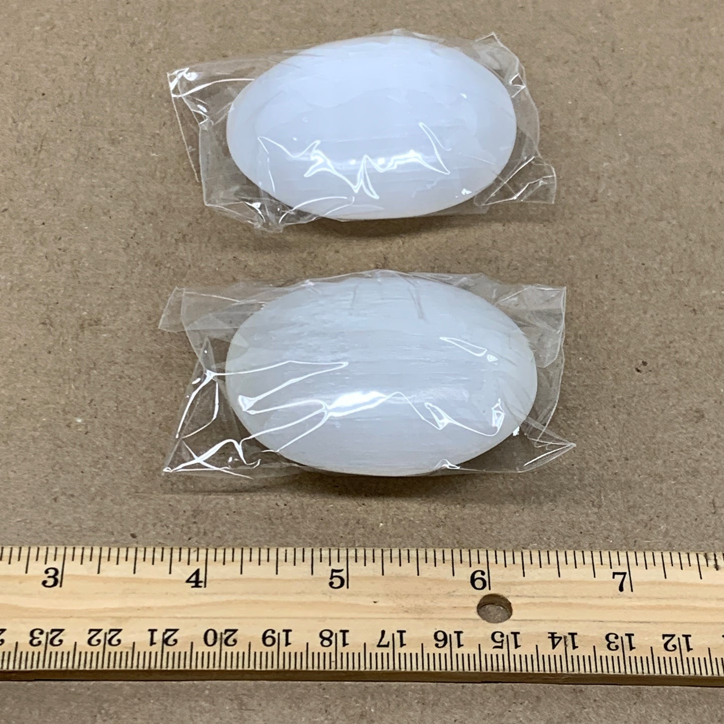 164g, 2.4"x1.8"x1", 2pcs, White Selenite Palmstone Crystal Pillow, B36861
