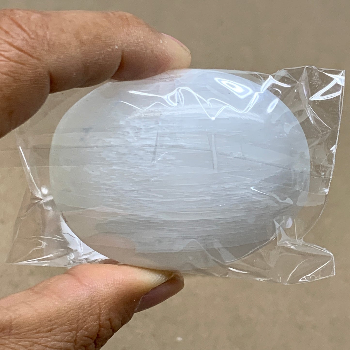 164g, 2.4"x1.8"x1", 2pcs, White Selenite Palmstone Crystal Pillow, B36861