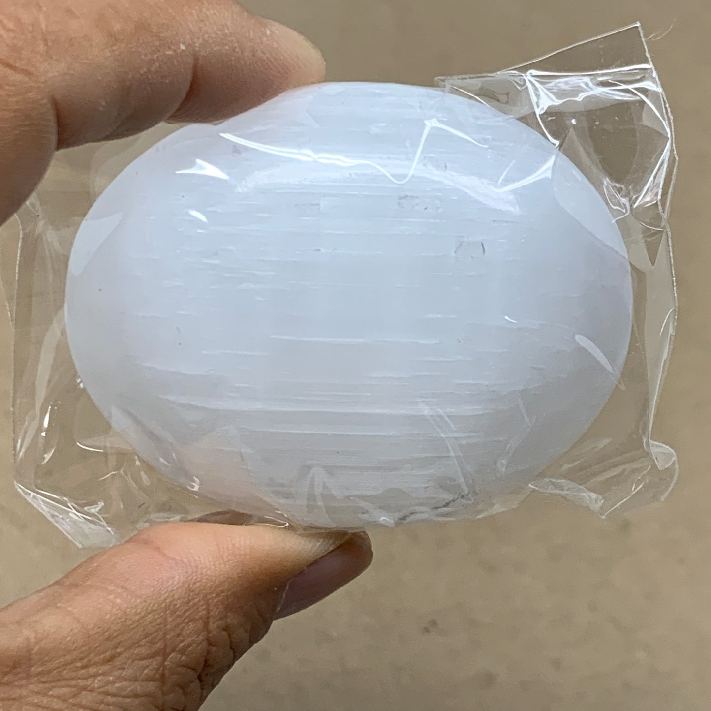 164g, 2.4"x1.8"x1", 2pcs, White Selenite Palmstone Crystal Pillow, B36861