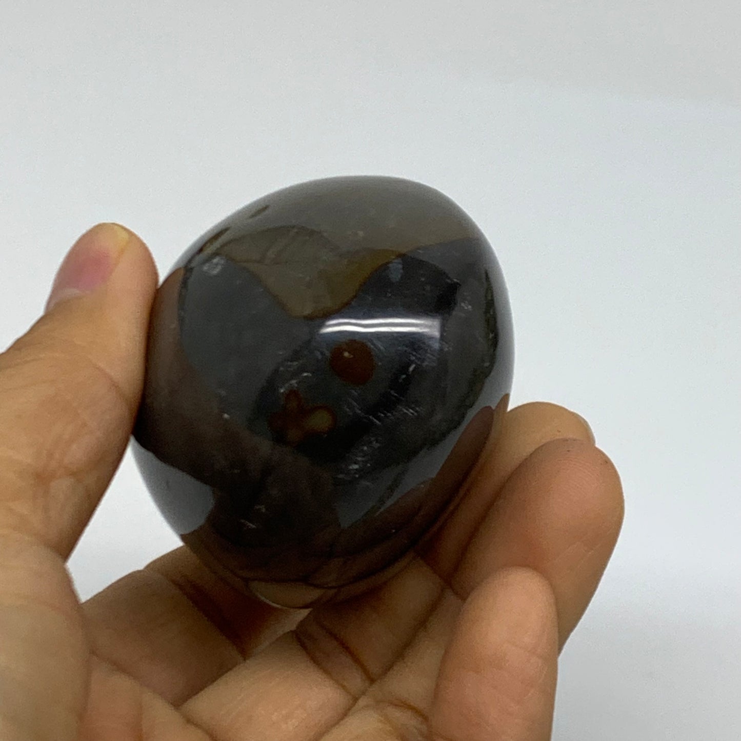 207.5g, 2.8"x2"x1.7" Natural Ocean Jasper Palm-Stone Orbicular Jasper, B38202