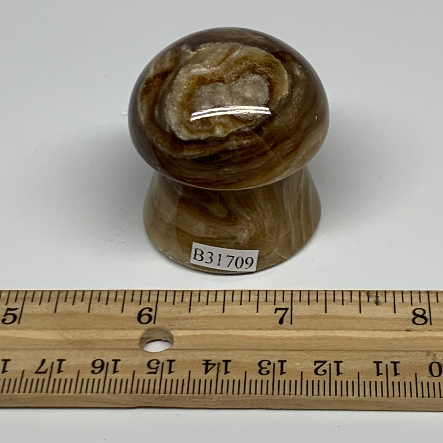 91g, 1.6"x1.4", Chocolate Calcite Mushroom 2 Pieces bonded @Pakistan, B31709