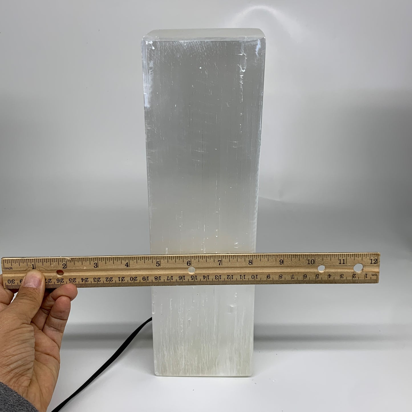 11.1 lbs. 11.6"x3.5", Rectangle Selenite (Satin Spar) Lamp, w/6ft Chord, B35803