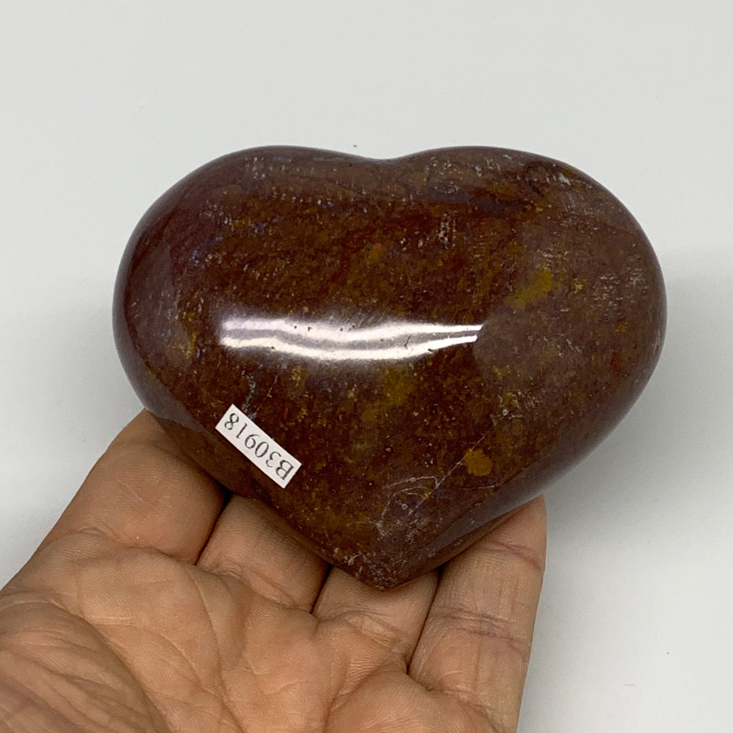 0.63 lbs, 2.7"x3.2"x1.6" Ocean Jasper Heart Polished Healing Crystal, B30918