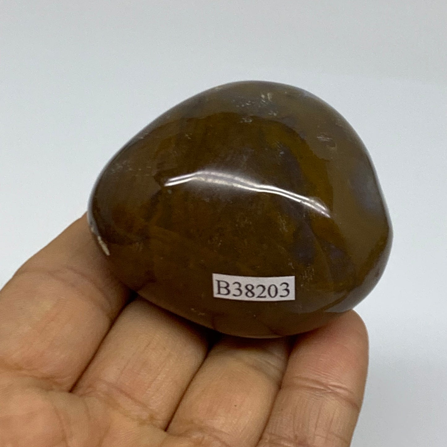 123.8g, 2.1"x1.8"x1.5" Natural Ocean Jasper Palm-Stone Orbicular Jasper, B38203