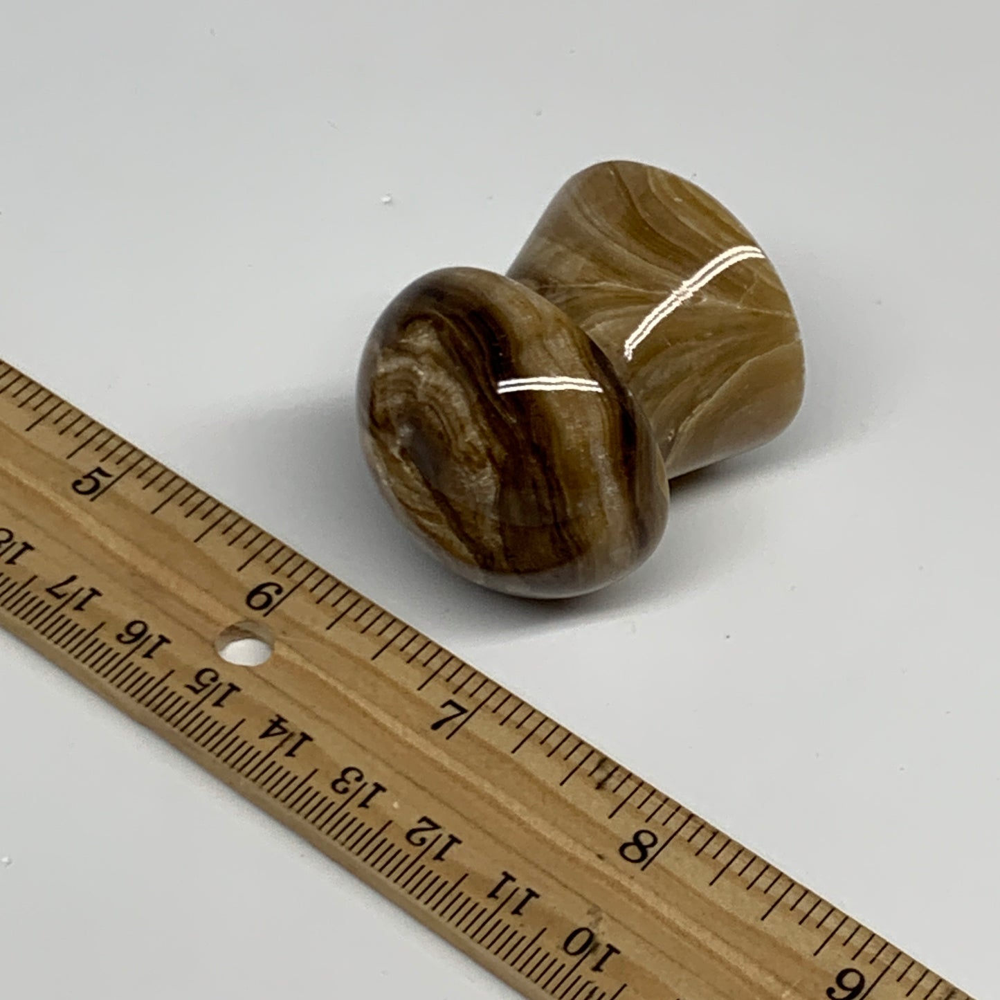91g, 1.6"x1.4", Chocolate Calcite Mushroom 2 Pieces bonded @Pakistan, B31709