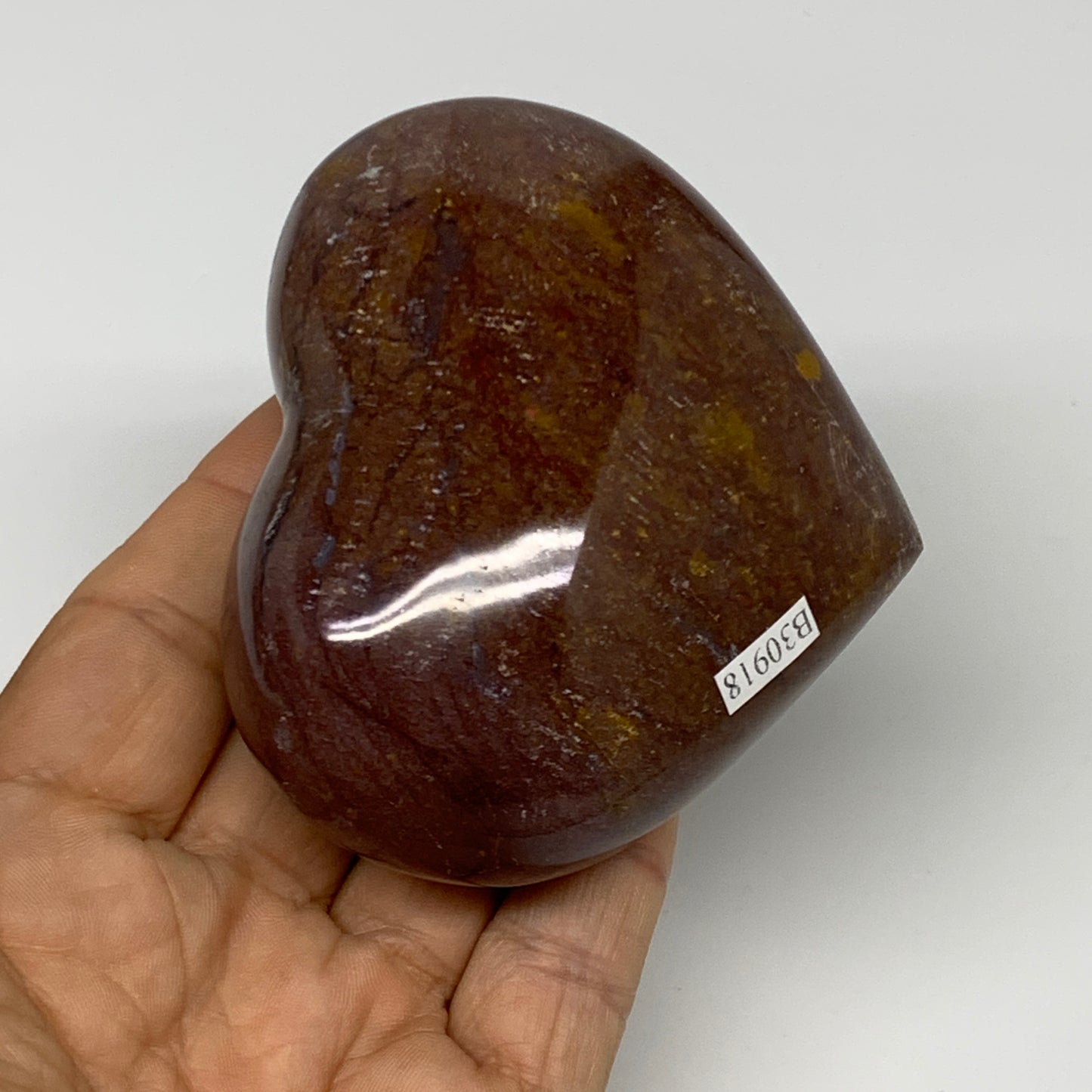 0.63 lbs, 2.7"x3.2"x1.6" Ocean Jasper Heart Polished Healing Crystal, B30918