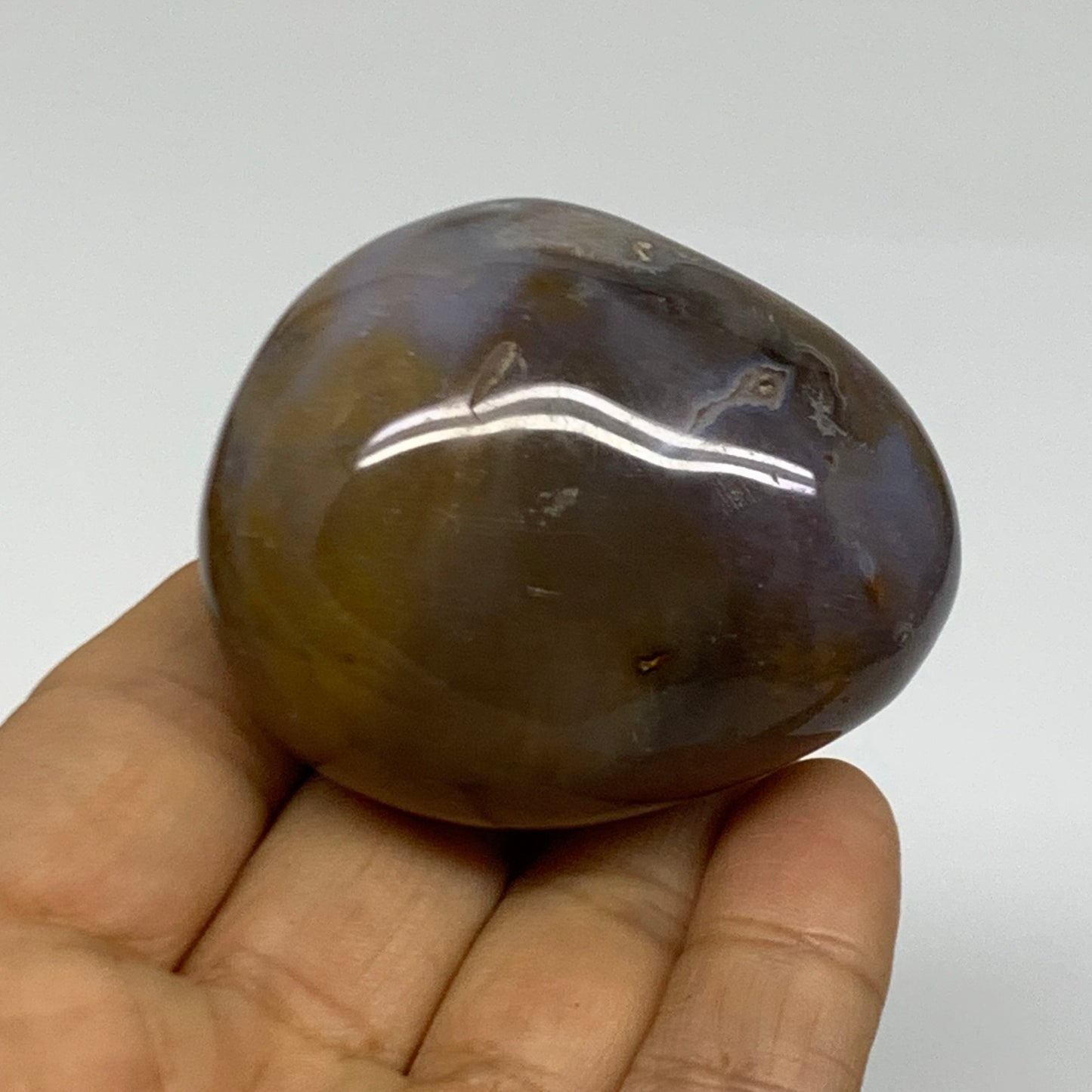 123.8g, 2.1"x1.8"x1.5" Natural Ocean Jasper Palm-Stone Orbicular Jasper, B38203