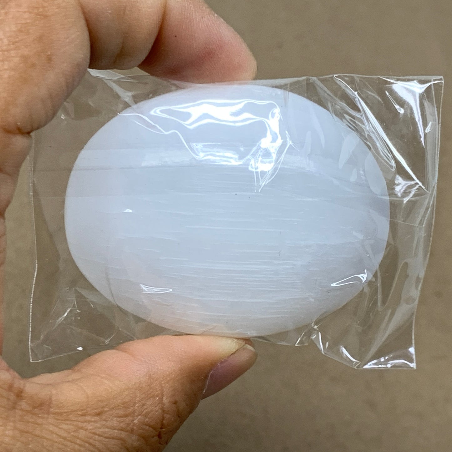 152g, 2.4"x1.8"x1", 2pcs, White Selenite Palmstone Crystal Pillow, B36862