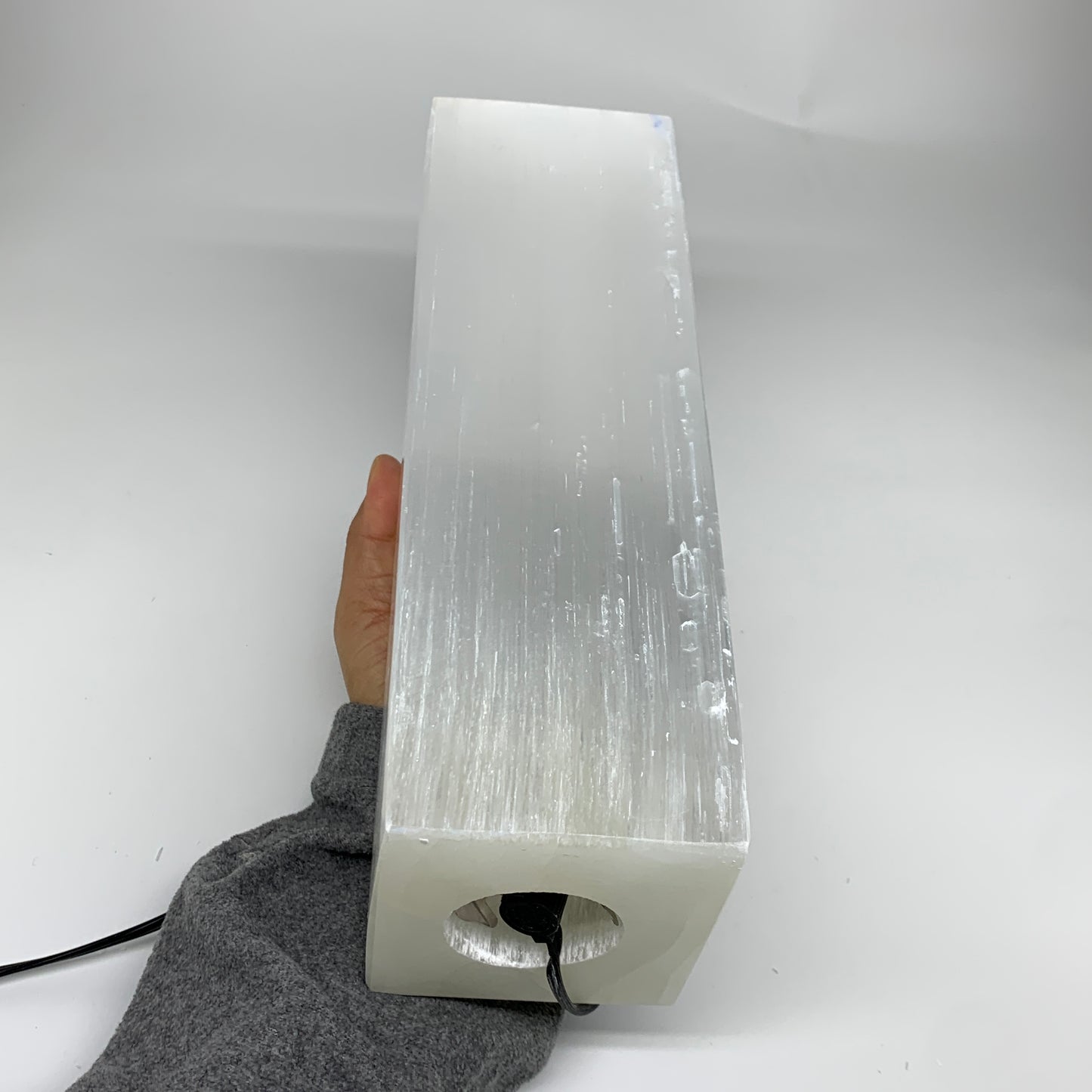 11.1 lbs. 11.6"x3.5", Rectangle Selenite (Satin Spar) Lamp, w/6ft Chord, B35803