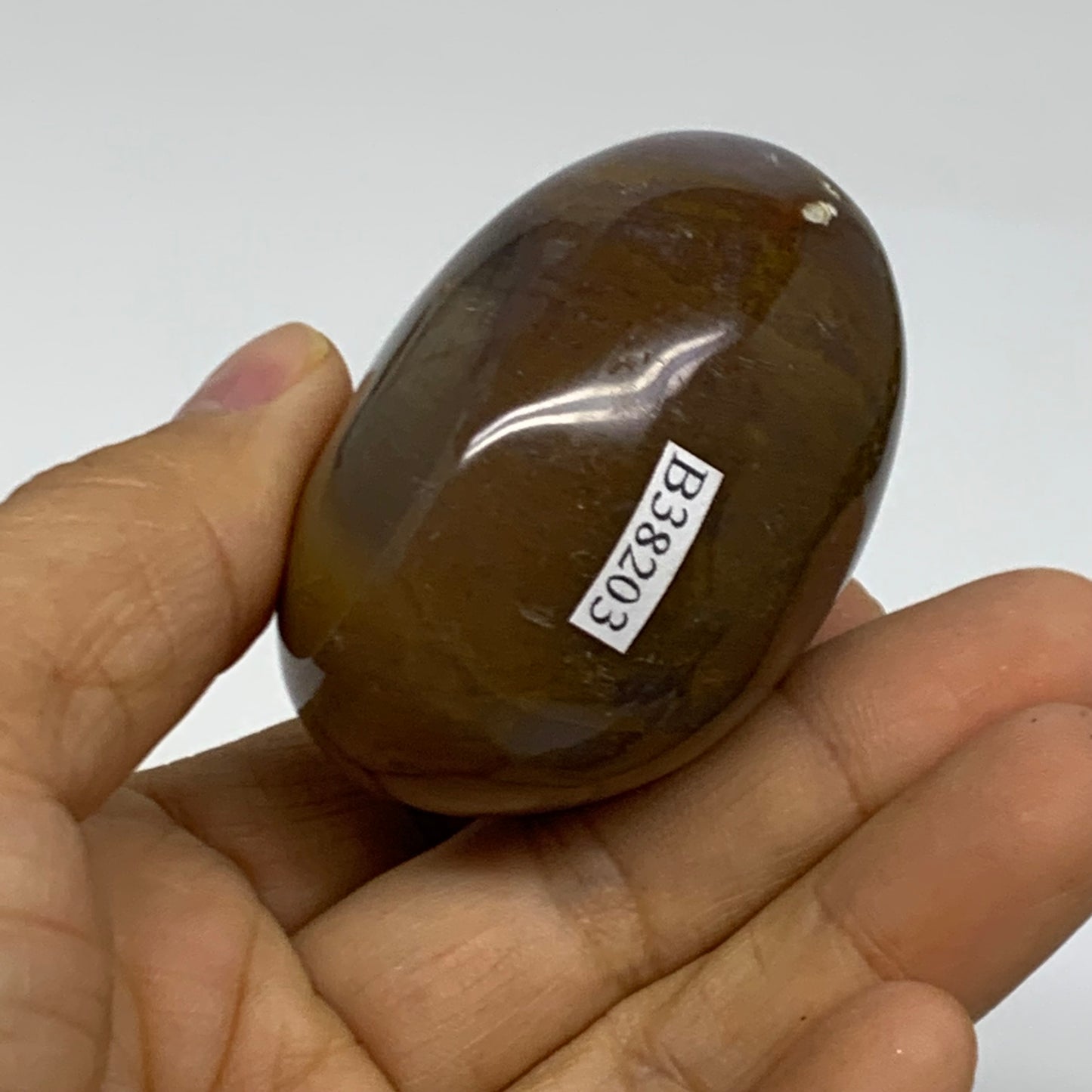 123.8g, 2.1"x1.8"x1.5" Natural Ocean Jasper Palm-Stone Orbicular Jasper, B38203